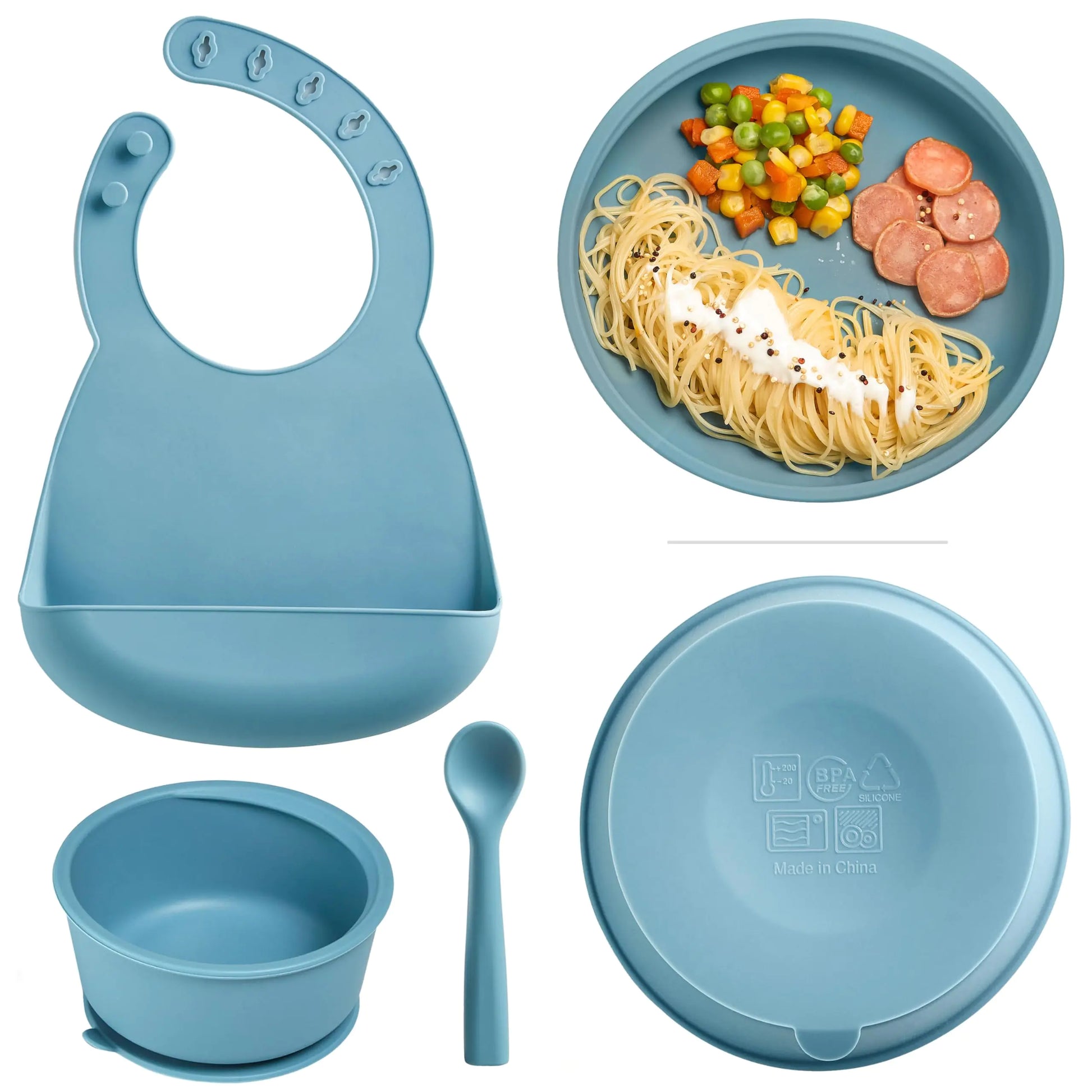 KUB Silicone Baby Feeding Set with Self Feeding Utensils and Suction